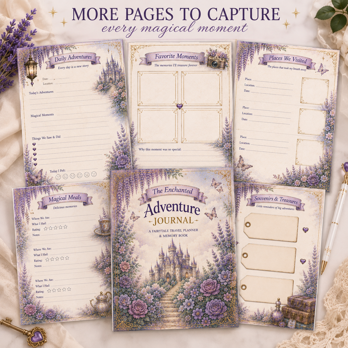 The Enchanted Adventure Journal — Printable Fairytale Travel Planner & Memory Book (Digital PDF Download)