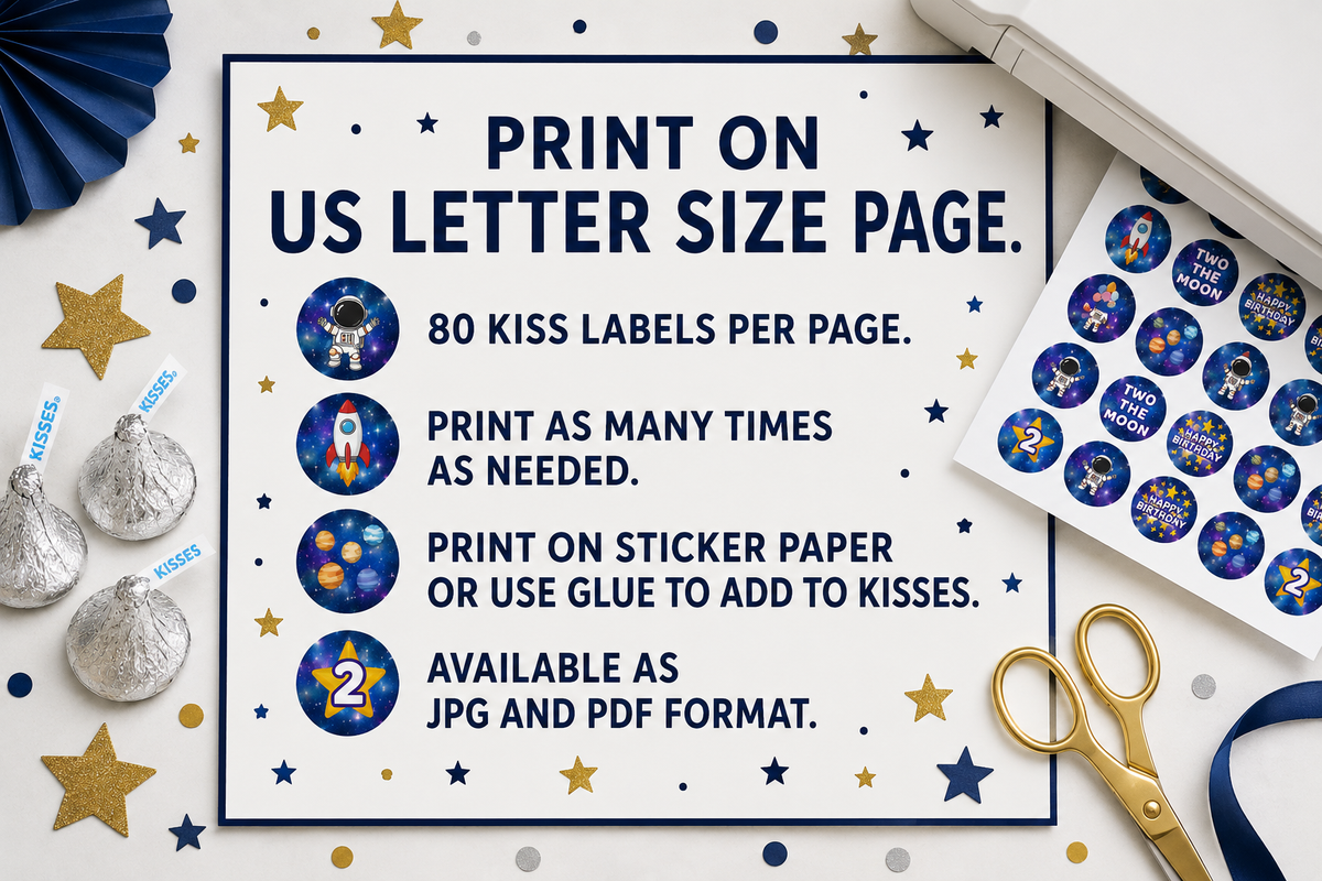 Two The Moon Hershey Kiss Labels Printable