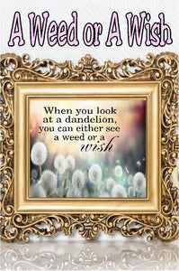 "When you look at a Dandelion, you can either see a weed or a wish."