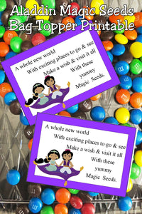  It's a whole new world so go and enjoy the fun at your Aladdin party or your Princess party. #aladdinparty #aladdinpartyfavor #bagtopperprintable 