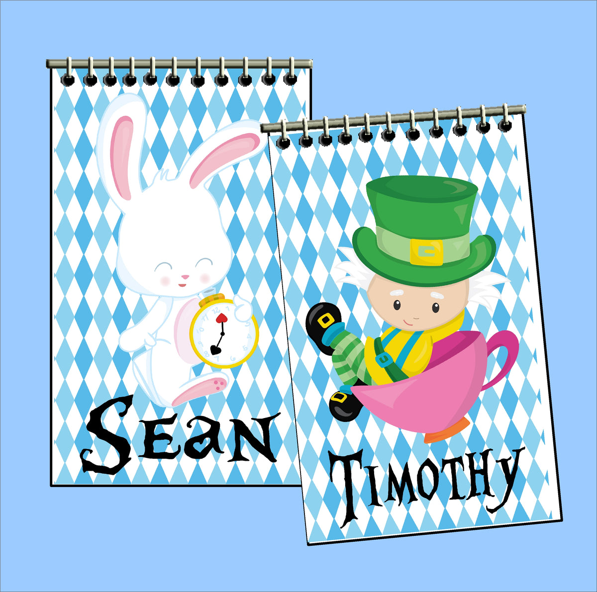 Alice in Wonderland Personalized Party Favor Notebooks