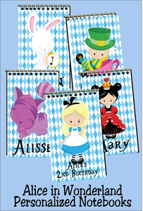 Alice in Wonderland Personalized Party Favor Notebooks