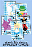 Alice in Wonderland Personalized Party Favor Notebooks