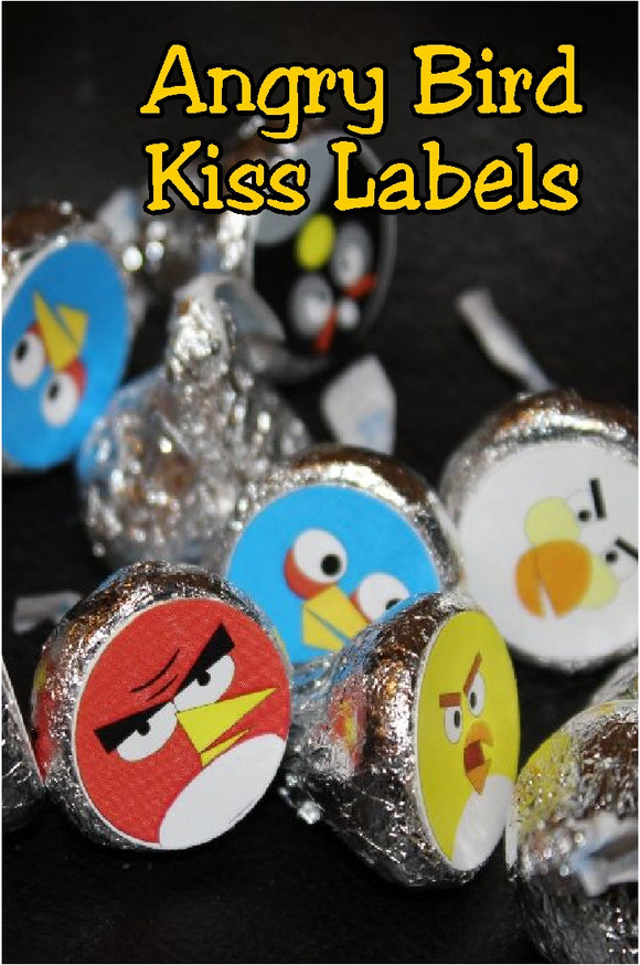 Invite theses chocolate Angry Birds to your birthday party. These chocolate kiss printable labels are perfect as a party treat or party favor for an Angry Birds party anytime.