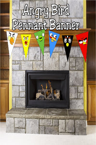 Throw a fun Angry Bird party or movie viewing party with this easy printable pennant banner. You can personalize in any way with several of the bird colors, character pennants, and more. So easy and so cute!