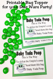 You can save the day, but can you save yourself from the Empire?  You can with this Baby Yoda Poop! This fun bag topper is perfect for a party favor at your Star Wars party or Mandelorian party. 