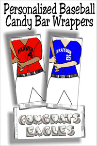 Baseball Personalized Candy Bar Wrapper