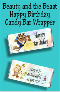 Happy Birthday....may it be as beautiful as you are! Wish someone a Happy birthday with this Beauty and the Beast birthday candy bar wrapper.  Perfect for when you are attending a Beauty and the Beast party or use as a party favor for your party bags.