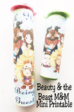 Print out some fun for your Beauty and the Beast party favors. These printable candy labels cover regular and large sized M&M candy tubes and are a beautiful addition to your birthday party.