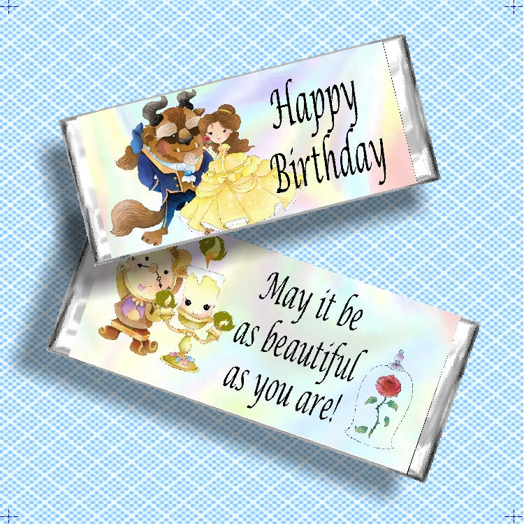 Beauty and the Beast Birthday Candy Bar Wrapper