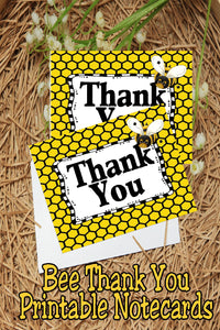 Send a little bee with a thank you note to everyone who came to your Bumble Bee themed party or just send a special note to a friend with these printable Bee Thank You notecards.