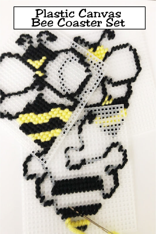 Sew up this beautiful and fun bee coaster set with this easy plastic canvas pattern. Pattern has 4  designs included with 4 different bumble bee graphics.