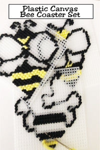 Sew up this beautiful and fun bee coaster set with this easy plastic canvas pattern. Pattern has 4  designs included with 4 different bumble bee graphics.
