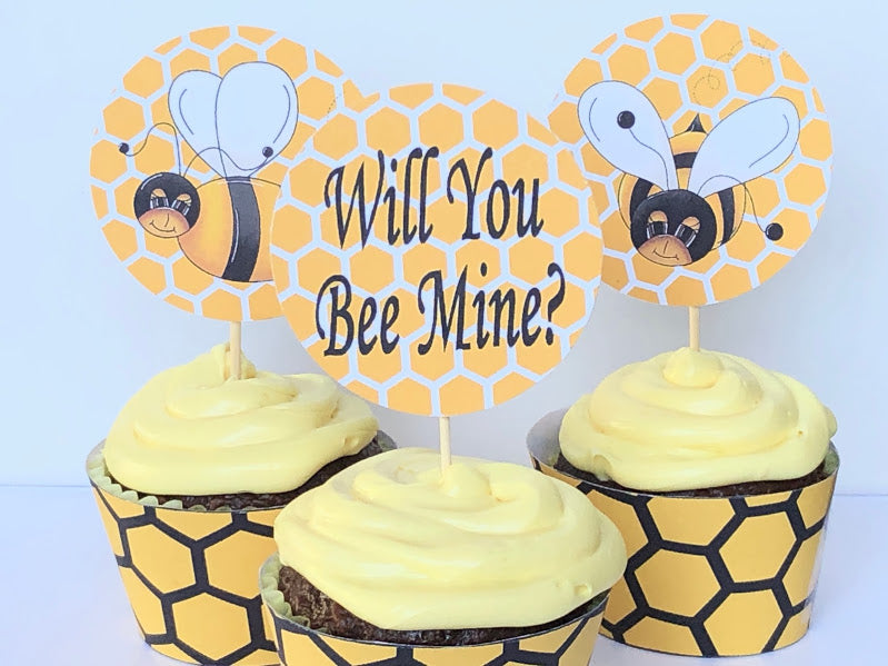 What Will It Bee Printable Gender Reveal Cupcake Toppers