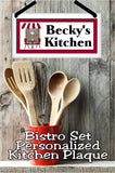 Welcome friends into your kitchen with this personalized name plaque perfect for your little bistro set kitchen.   #bistroset #kitchendecor #nameplaque #personalizedgift