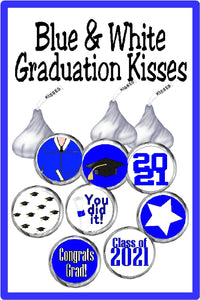 Blue Graduation Kiss Label Printable