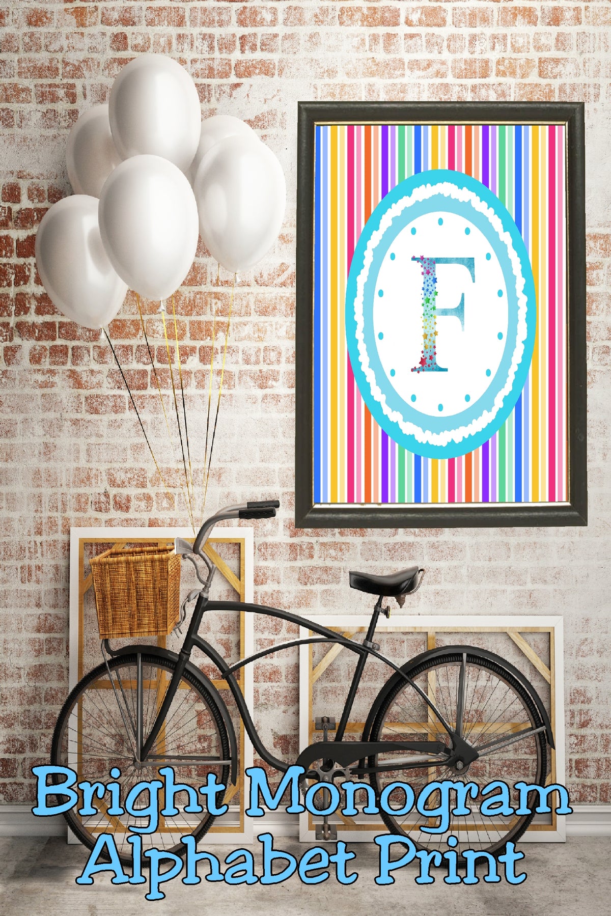 Bright Stripes Monogram Print