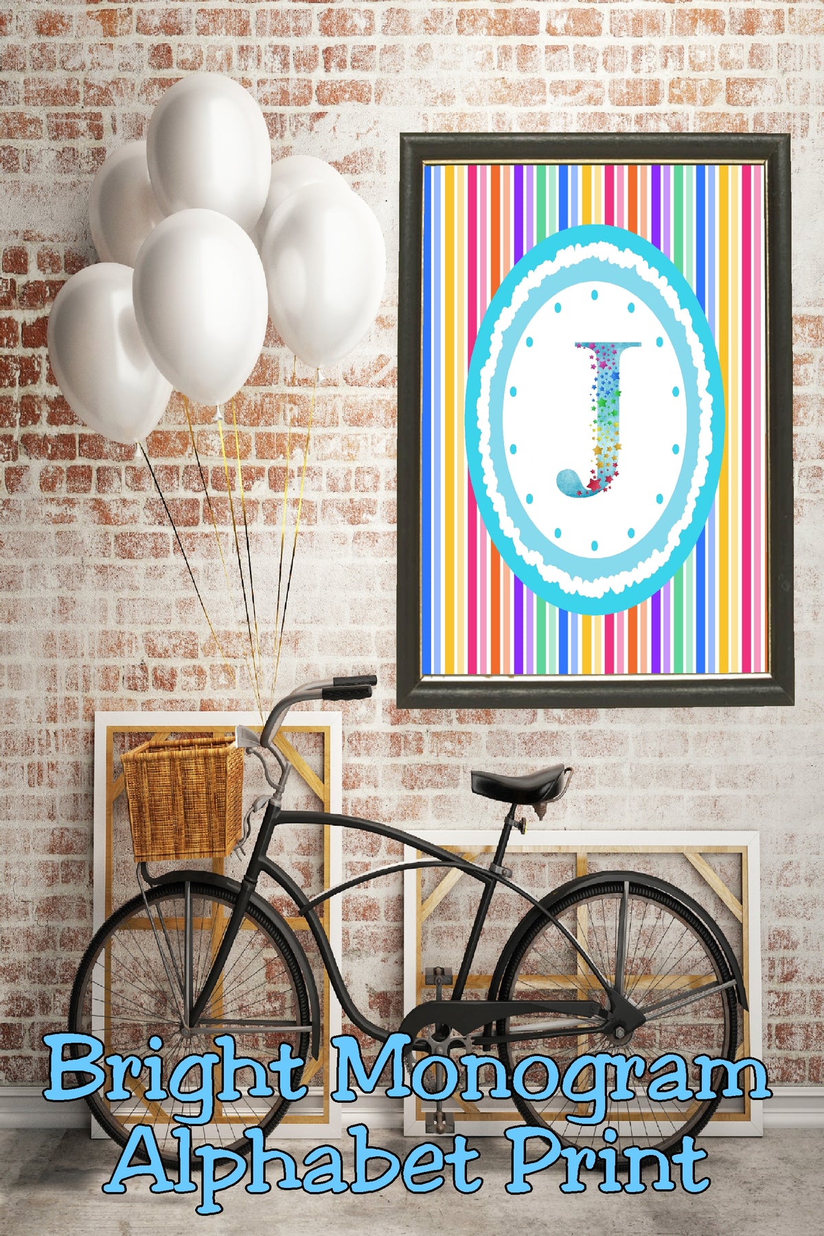 Bright Stripes Monogram Print