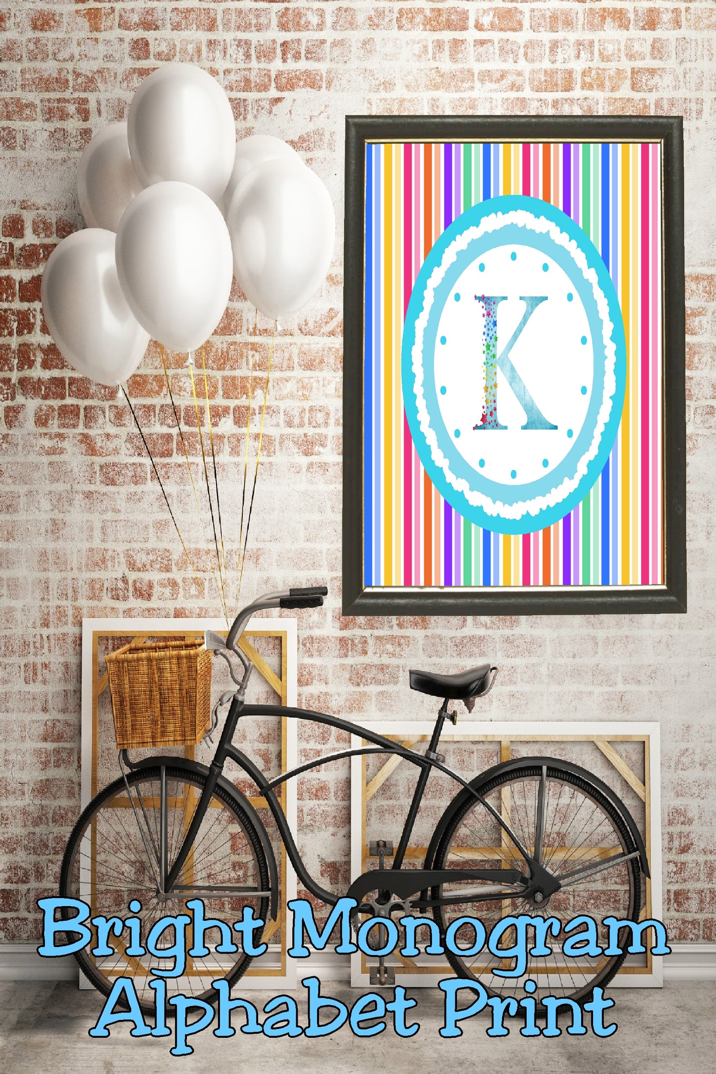 Bright Stripes Monogram Print