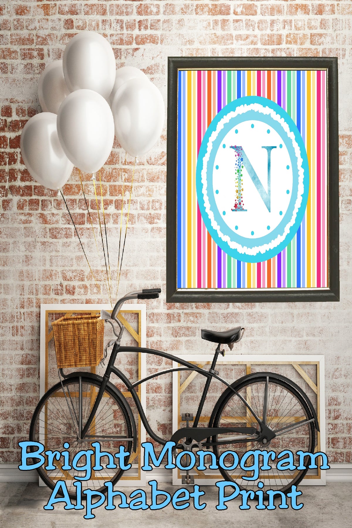 Bright Stripes Monogram Print