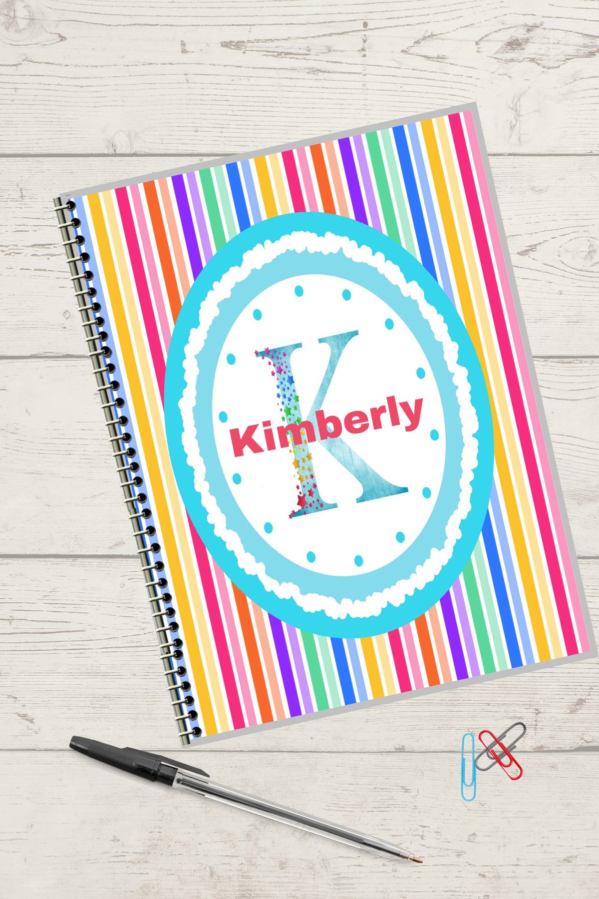 Bright Colors Alphabet Monogram Personalized Notebook