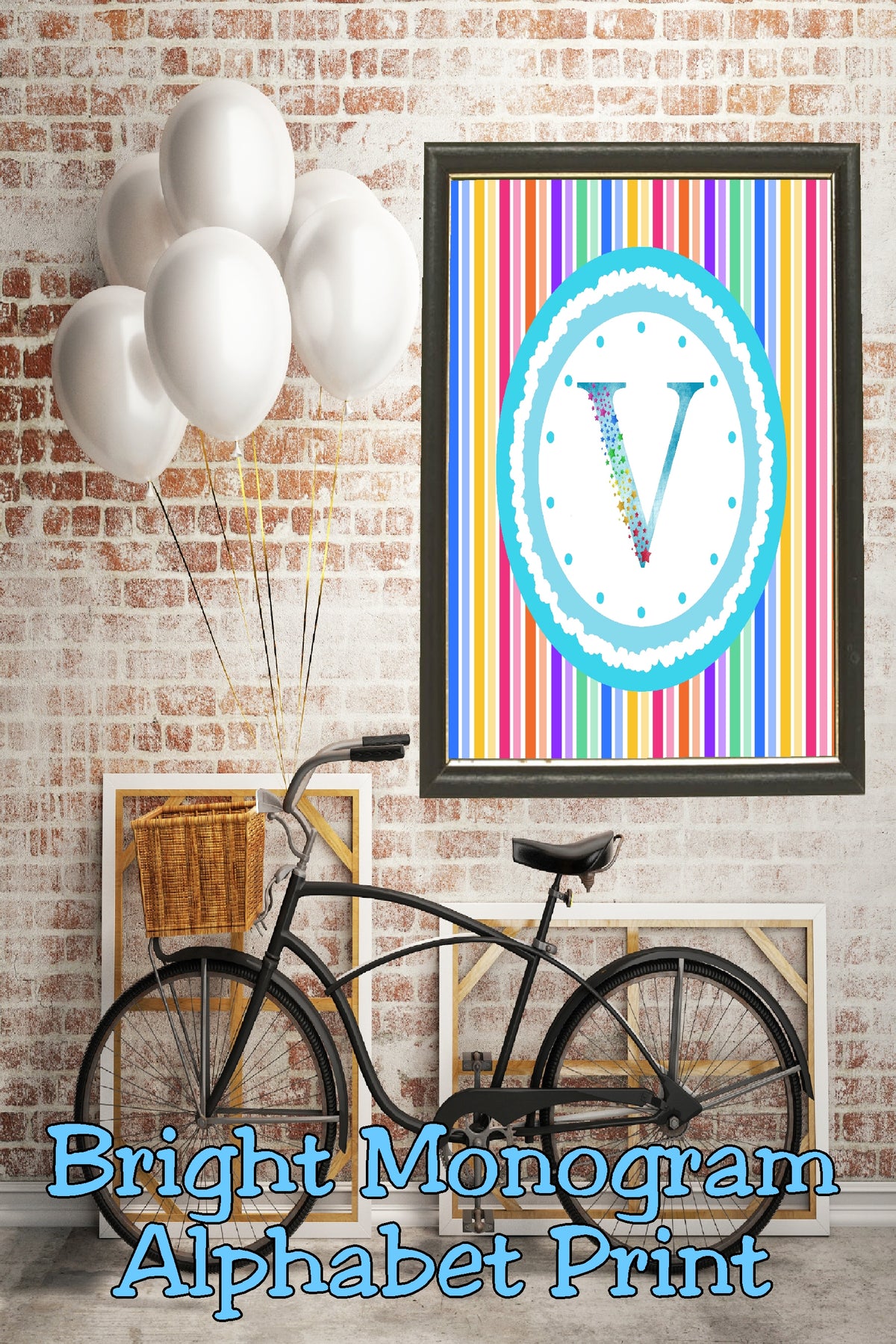 Bright Stripes Monogram Print