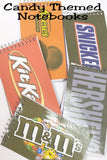 Bring a little fun to your purse with these unmeltable chocolate candy bar notebooks.  Featuring your favorite candy bars, these notebooks are the perfect place to write your grocery list so you don't forget your favorite treat.    Notebooks make great party favors at your Candy party with the Hershey, Reeses, M&M, Kit Kat, and Snickers themes.
