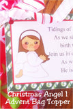 Let the Christmas angel "sing" tidings of great joy to remind us that Jesus is the reason for the Christmas season.   Add a bag of almond joy candies to this topper for a great Christmas gift or advent countdown this Christmas season.