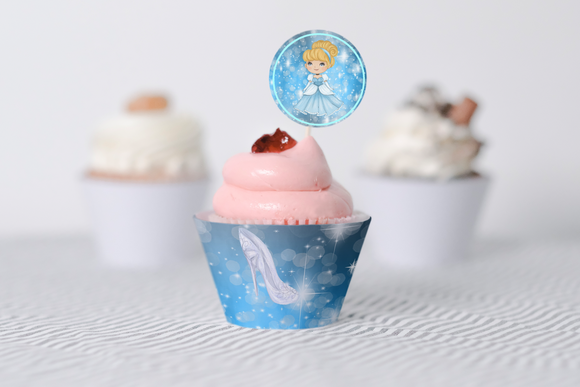 Cinderella Cupcake Wrapper and Topper Printable