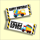 Construction Birthday Candy Bar Wrapper Printable