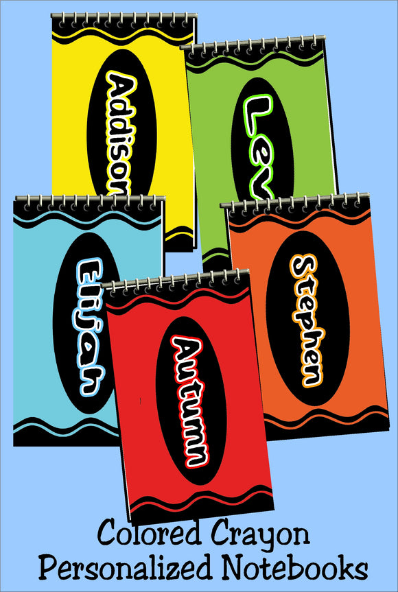Colored Crayon Personalized Notebook Party Favor