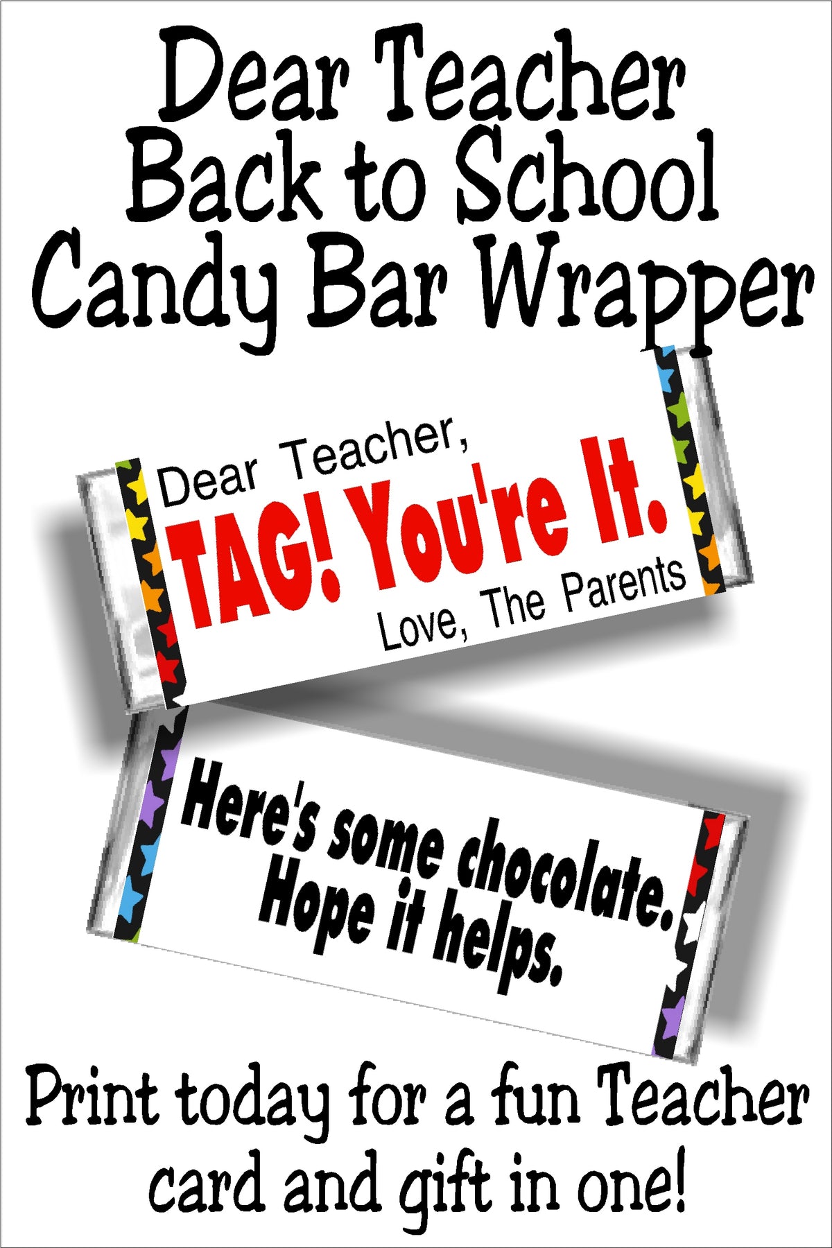 Dear Teacher Printable Candy Bar Wrapper