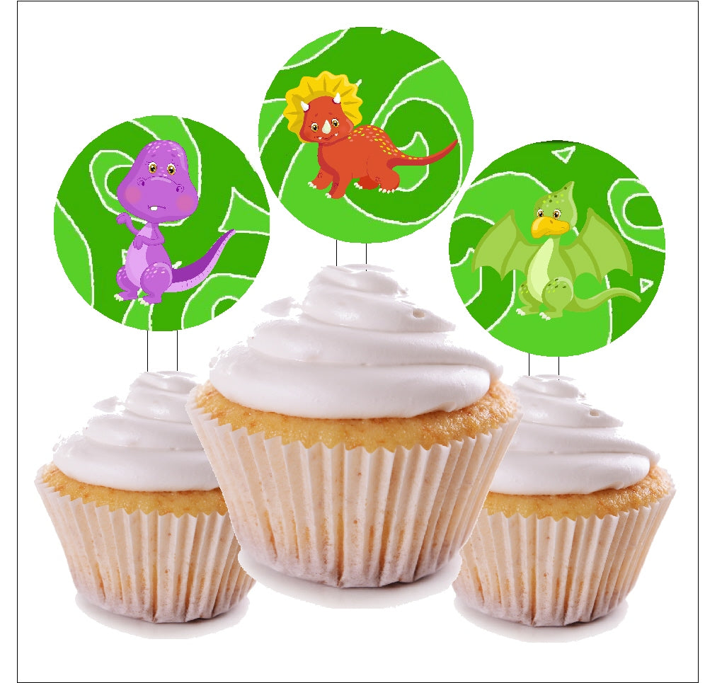 Dinosaur Cupcake Topper Printable – DIY Party Mom for Cut Out Free Printable Dinosaur Cake Toppers