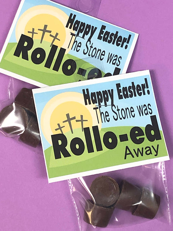 Stone was Rollo-ed Away Easter Bag Topper Printable