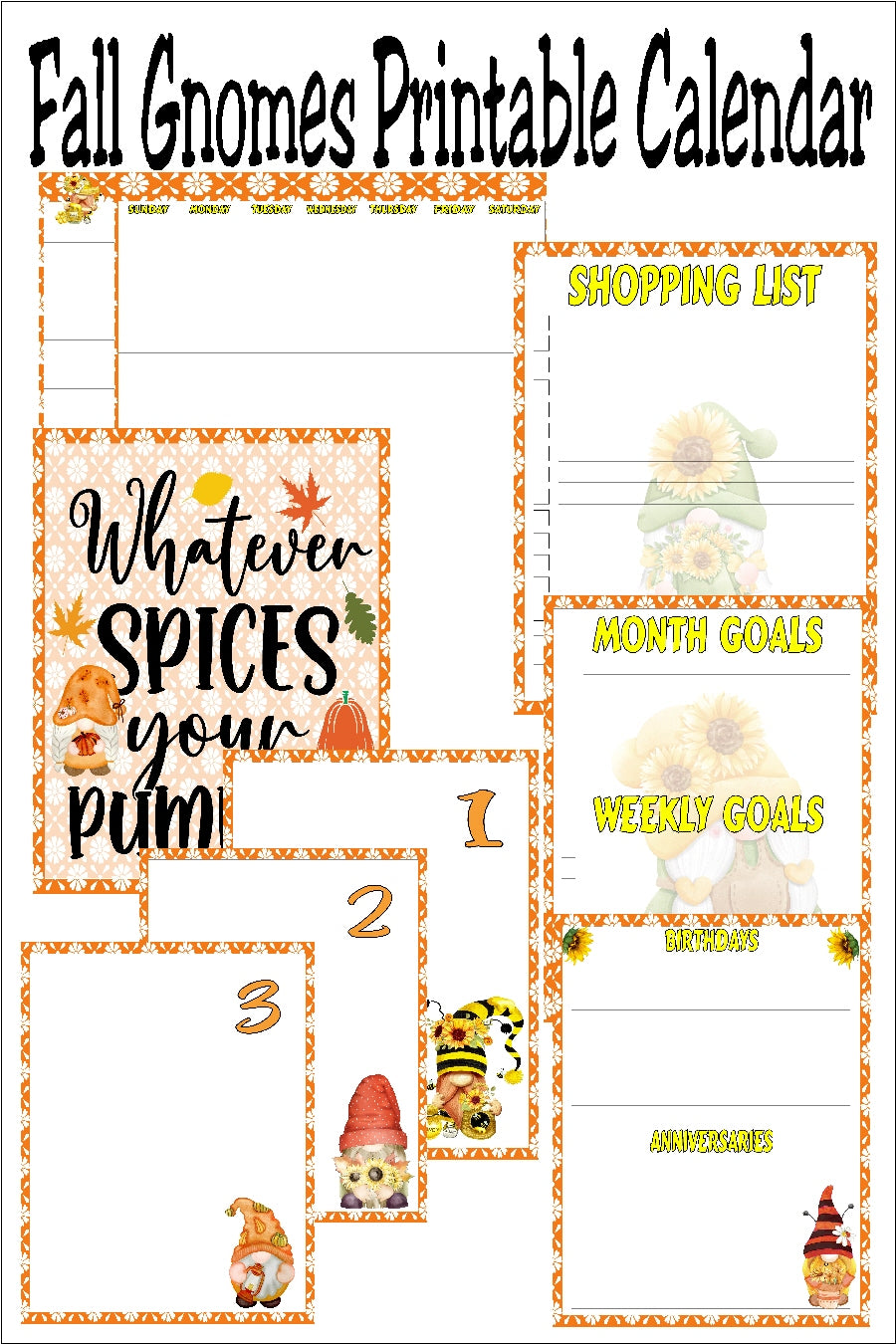 Fall Gnomes Printable Planner Pages