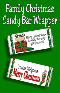Wish your family a Merry Christmas with this fun printable candy bar wrapper. This wrapper makes a great Christmas card and gift.