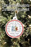 Give a Christmas ornament to your favorite teacher with this personalized ornament that is sure to be a wonderful memory for years to come.  Christmas ornament has the teacher's name on one side and all of her student's names on the other, including the year and grade taught.