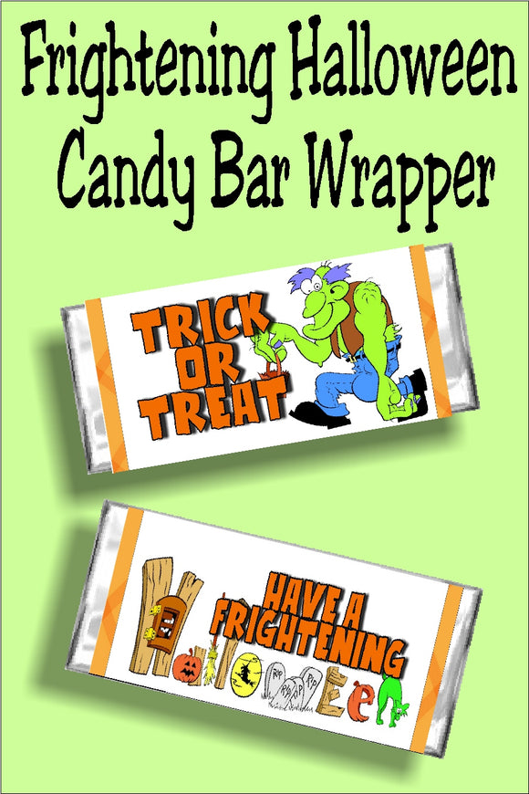 Have a frightening and fun Halloween when you give your friends and family this Halloween candy bar wrapper. This bar is a fun Halloween card, party favor, or treat for everyone in your group. #halloweencard #halloweencandy #candybarwrapper #halloweenparty