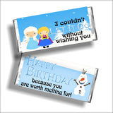Frozen Birthday Candy Bar Wrapper
