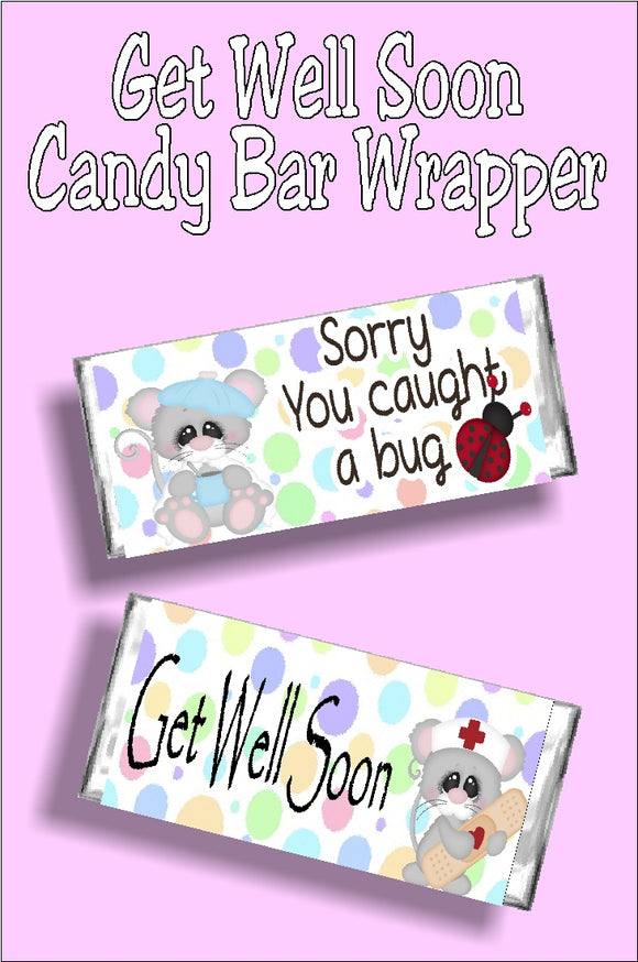 Bug Get Well Soon Candy Bar Wrapper