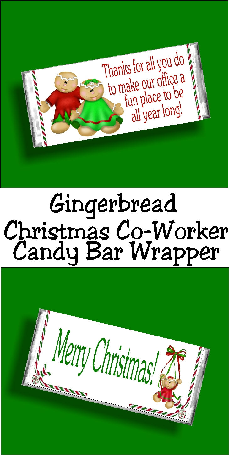 Gingerbread Coworker Christmas Candy Bar Wrapper