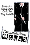 Graduation BOY Cap and Gown Candy Bar Wrapper