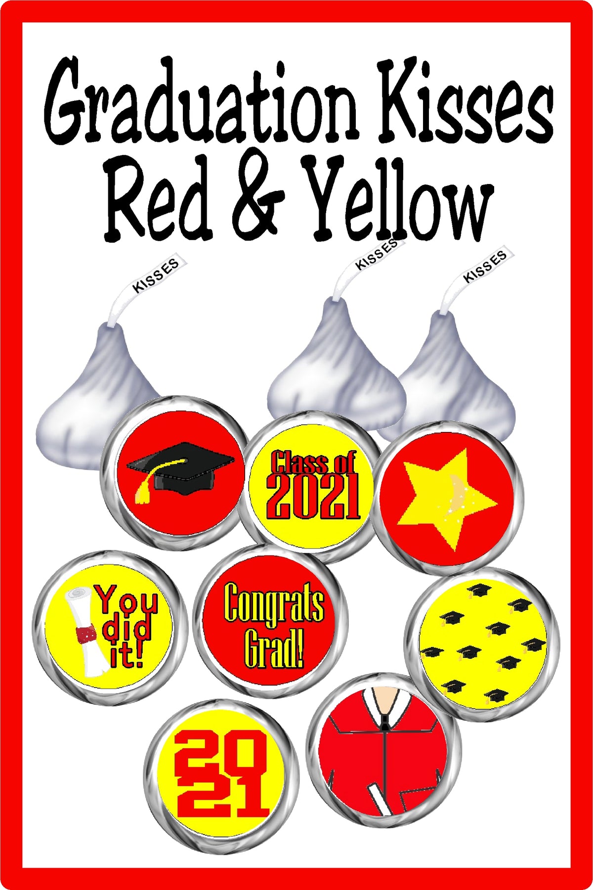 Red Graduation Kiss Label Printable
