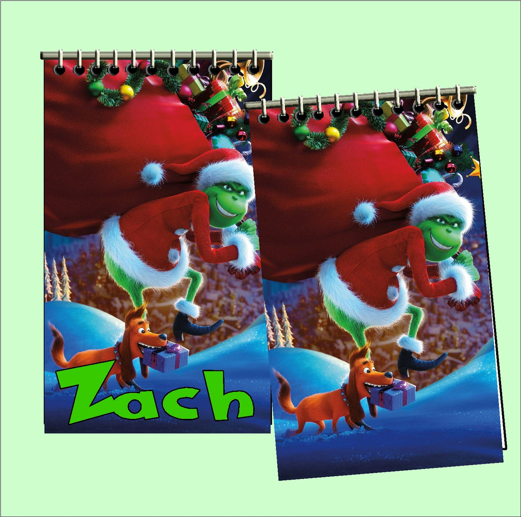 Grinch Note Christmas Grinch Personalized Stocking Stuffer Notebooks – DIY Party Mom