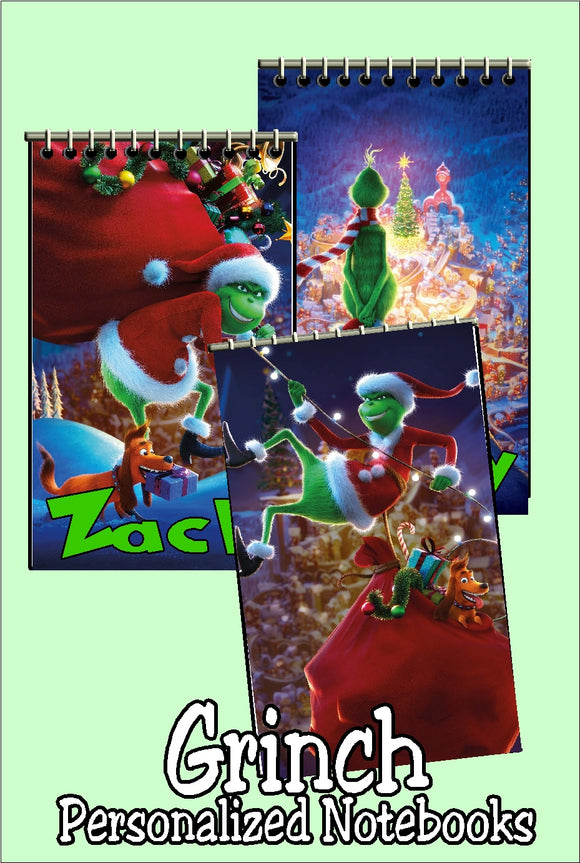 Christmas Grinch Personalized Stocking Stuffer Notebooks