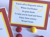 Show your house pride with these Gryffindor house Wizard Seeds. These printablebag toppers are perfect for a Harry Potter party and are a unique and fun party favor.