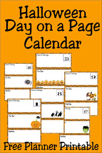 Halloween Printable Daily Calendar Planner