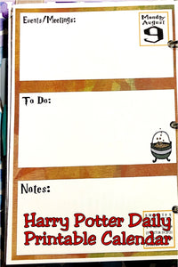 Harry Potter Printable Daily Calendar Planner