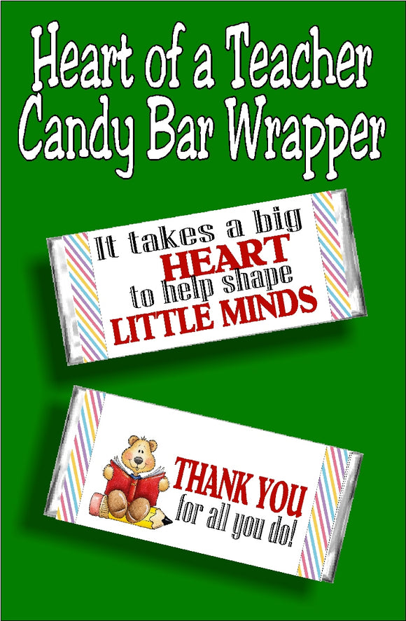 Say thank you to your favorite teacher with this fun Teacher thank you candy bar wrapper. This bar is perfect for teacher appreciation week or as an end of the school teacher gift.