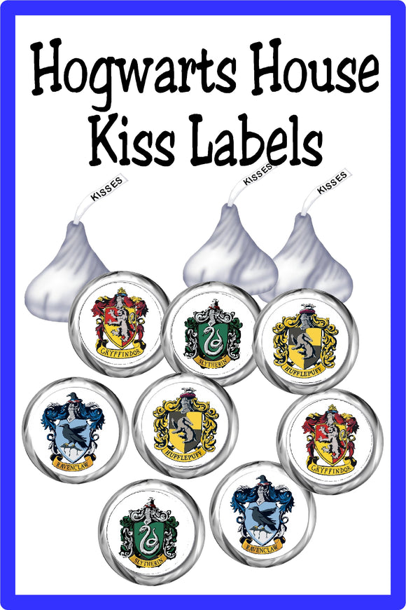Decorate for all your Harry Potter party treat needs with these Hogwarts House stickers in all the sizes you need from Hershey Kisses to Whirly pops and everything in between.  Hogwarts House stickers come with a white background and the Hogwarts house crests from Gryffindor, Ravenclaw, Slytherin, and Hufflepuff.